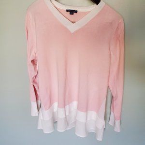 Tommy Hilfiger Pink & white "layered look" sweater (1X)